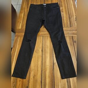 New York & Company Black Distressed Skinny Jeans | Size 14